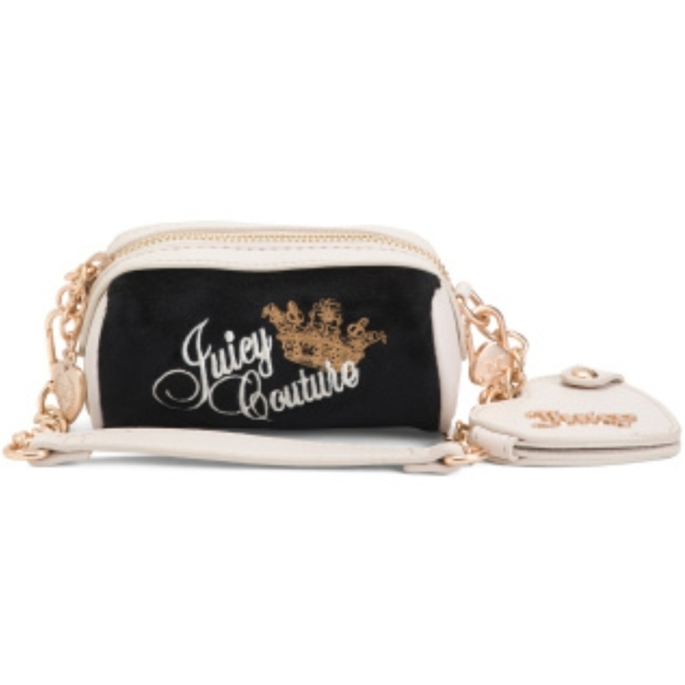🖤▪️Juicy Couture▪️ Black Liquorice Mini Barrel Wristlet Strap Pouch Bag
